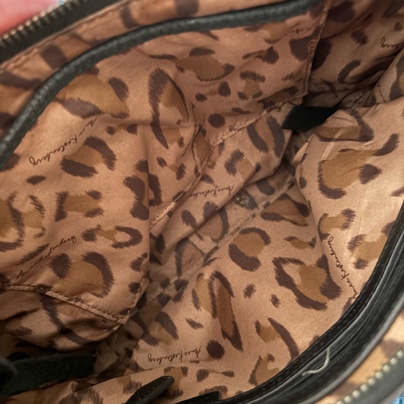 Aimee Kestenberg Nubuck Leather Zip Shoulder Bag Austin Vibes Black Small 10X7.5 - Picture 8 of 10